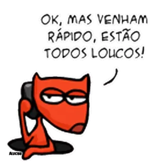 📞 OK, MAS VENHAM RÁPIDO, ESTÃO TODOS LOUCOS! dessin animé, animal, message, texte, humour, urgent telegram sticker