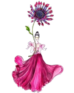 🌹 女人, 连衣裙, 花, 粉色, 优雅, 时尚 telegram sticker