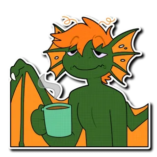 ☕️ criatura, monstro, café, cansado, desenho animado, sonolento telegram sticker