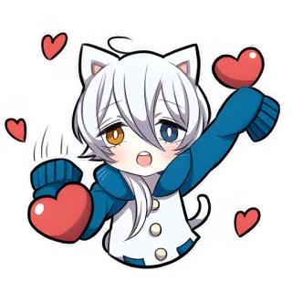 😍 อนิเมะ, แมว, น่ารัก, คาวาอิ, หัวใจ, การ์ตูน, จิบิ, ความรัก telegram sticker