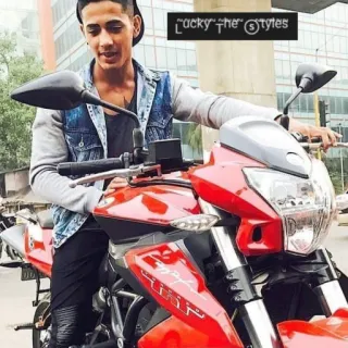 🏍 lucky the styles motocicleta, bicicleta, retrato, persona, transporte, conducción whatsapp sticker