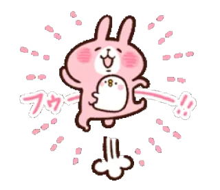 👯 フワァ schattig, konijn, kawaii, roze, animatie, cartoon whatsapp sticker