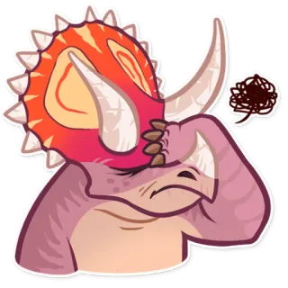 🤦 恐竜, トリケラトプス, 怒り, 悲しみ, イライラ telegram sticker