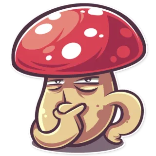 🤔 hongo, sonrisa socarrona, dibujos animados, planta, hongo telegram sticker