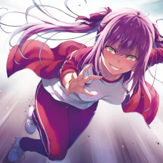 📕 Anime, Fille, Manga, Écolière, Dessin animé, Cheveux violets, Sourire telegram sticker
