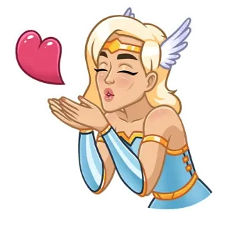 ❤️ mulher, coração, amor, beijo, loira, asas, romântico, beijo, dia dos namorados telegram sticker