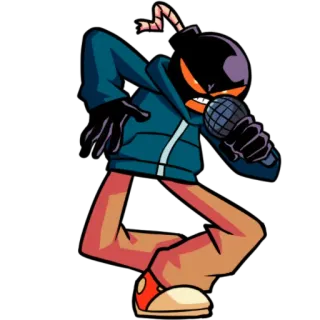 ⬇️ Whitty Friday Night Funkin' Whitty, Friday Night Funkin', jeu vidéo, personnage, microphone, orange, noir telegram sticker