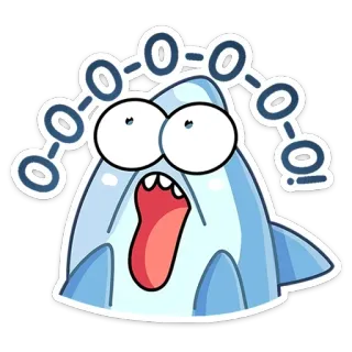 😮 tiburón, impactado, dibujos animados, pegatina, sorpresa, azul, pez telegram sticker