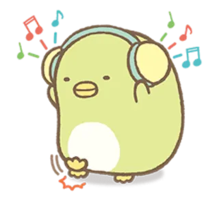 🎧 Kartun, Burung, Musik, Headphone, Kawaii, Lucu, Sumikko Gurashi telegram sticker