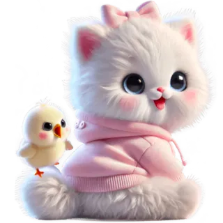 😤 고양이, 새끼 고양이, 귀여운, 만화, 동물, 귀엽다, 병아리, 새 whatsapp sticker