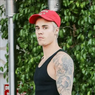😑 Justin Bieber Justin Bieber, cantante, celebrità, tatuaggio, uomo telegram sticker