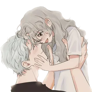 ❤️ casal, romance, abraço, fofo, desenho animado, amor, relacionamento whatsapp sticker