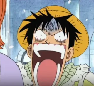 😨 Monkey D. Luffy One Piece Anime, Cartoon, Reaktion, Lustig, One Piece, Monkey D. Luffy, Schockiert telegram sticker
