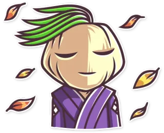 😌 cartoon, character, leaves, anime, chill telegram sticker