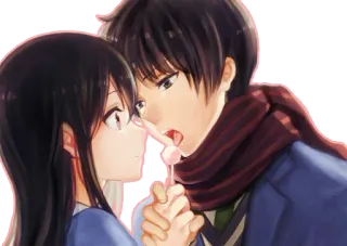 💜 Anime, Casal, Amor, Romance, Fofo, Doce, Desenho animado telegram sticker