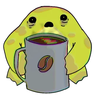😵‍💫 Kaffee, müde, Cartoon, Blob, Tasse, schläfrig telegram sticker