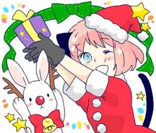 🤶 Anya Forger Spy x Family Anime, Natal, Desenho animado, Fofo, Celebração, Feriado telegram sticker