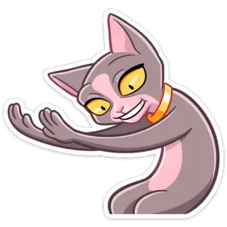 👋 Katze, Sphinx Katze, grinsend, böse, listig, Cartoon, Tier whatsapp sticker