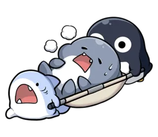 🤕 shark, penguin, cute, cartoon, funny, animal, sticker telegram sticker