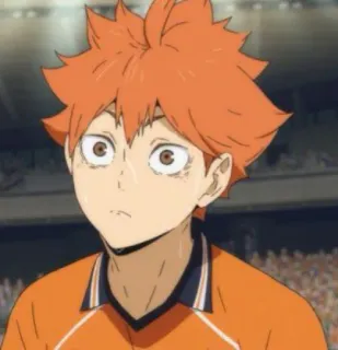 🍊 Hinata Shoyo Haikyuu!! Anime, Haikyuu, Hinata Shoyo, Siatkówka, Kreskówka, Pomarańczowe włosy, Manga telegram sticker
