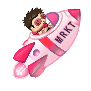 🚀 MRKT Rakete, Cartoon, Weltraum, Rosa telegram sticker