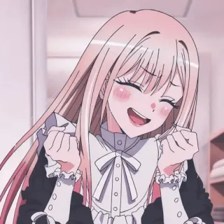 😆 anime, happy, maid, girl, pink hair, cute telegram sticker