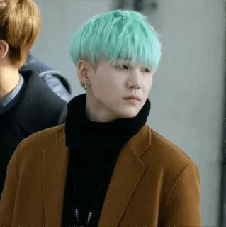 🍍 Suga Suga, BTS, K-pop, idol, singer, mint hair telegram sticker