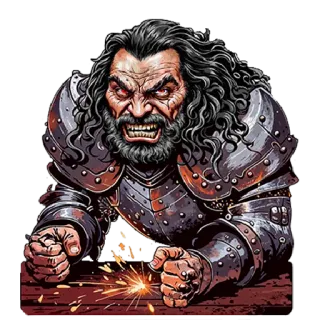 🤬 怒り, キャラクター, 鎧, 中世, ファンタジー, 戦士, 攻撃性 whatsapp sticker