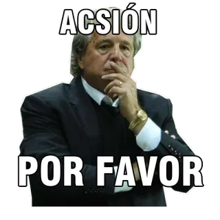 ▶ ACSIÓN
POR FAVOR man, suit, meme, action, please telegram sticker