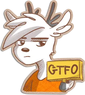 🌈 GTFO мультфильм, животное, олень, сленг telegram sticker
