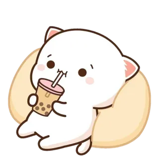 🧃 кот, каваии, милый, бабл ти, напиток, наклейка telegram sticker