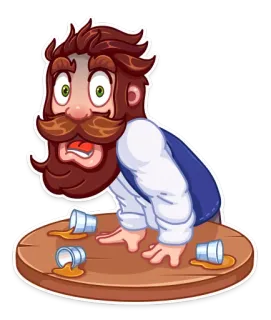 😨 ubriaco, uomo, alcol, bevanda rovesciata, arrabbiato, cartone animato whatsapp sticker