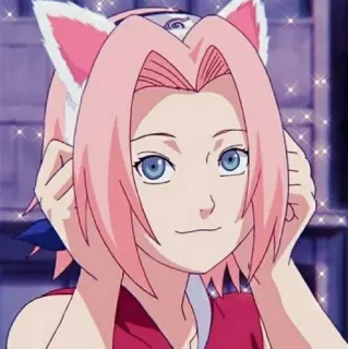 🌟 Sakura Haruno Naruto Anime, Sakura, Haruno, Carino, Orecchie da gatto, Fanart, Femmina telegram sticker
