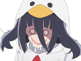 🤤 аниме девушка, жуткий, странный, сумасшедший, пингвин, толстовка telegram sticker