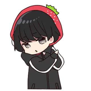 🧐 Animé, Dessin animé, Fraise, Mignon, Chibi whatsapp sticker