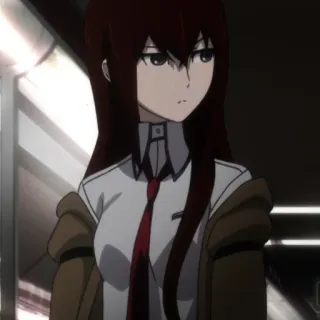✨ Kurisu Makise Steins;Gate Anime, Personnage, Femme, Cravate rouge, Makise Kurisu telegram sticker