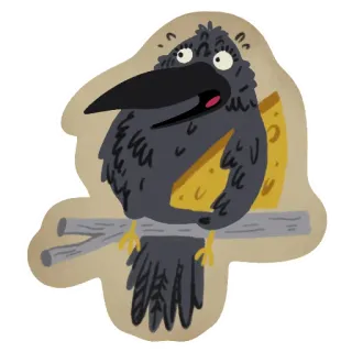 😦 wrona, ser, ptak, zwierzę, kreskówka, naklejka, słodki, ilustracja telegram sticker