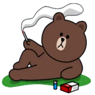 🚬 Brown Bear ours, dessin animé, fumer, cigarette, marron, détente telegram sticker