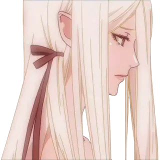 😢 anime, mujer, pelo largo, retrato, ilustración, femenino telegram sticker