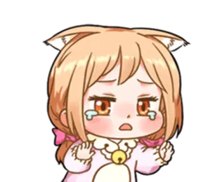 😢 Chibi, Anime, Orecchie da gatto, Piangere, Triste, Kawaii whatsapp sticker