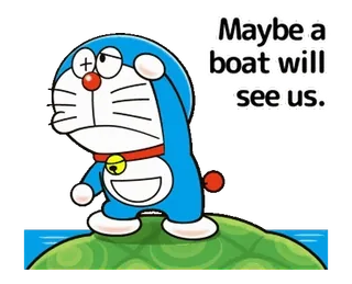 👍 Doraemon Maybe a boat will see us. Doraemon, Kreskówka, Kot robot, Anime, Manga telegram sticker