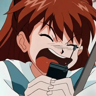 😱 Misato Katsuragi Neon Genesis Evangelion anime, cartoon, emotional, yelling, Misato, Evangelion telegram sticker