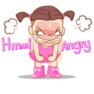 😡 Hmm! Angry enfadado, frustrada, molesta, dibujos animados, chica, emocional whatsapp sticker
