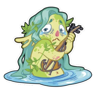 😿 Fantasía, Monstruo, Triste, Llorando, Agua, Magia, Criatura, Dibujos animados, Instrumento musical whatsapp sticker