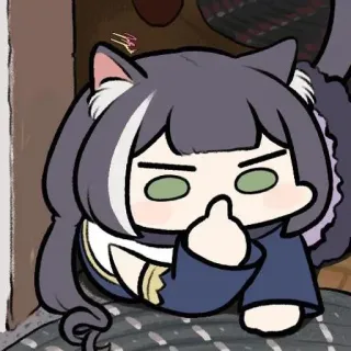 🖕 cat, anime, cartoon, middle finger, offensive gesture, cute telegram sticker