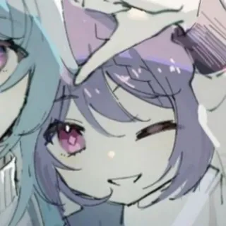 😉 anime, cartoon, girl, cute, cat ears, drawing telegram sticker