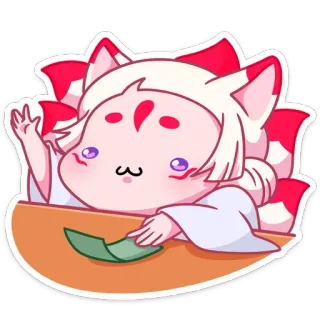 ✋ かわいい, 可愛い, キツネ, アニメ, マンガ, キャラクター, ちび telegram sticker