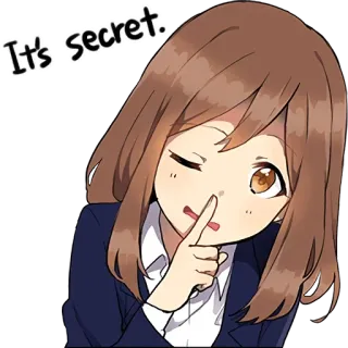 🤫 It's secret. dziewczyna anime, sekret, uroczy, mrugnięcie, psst, kobieta, cicho telegram sticker