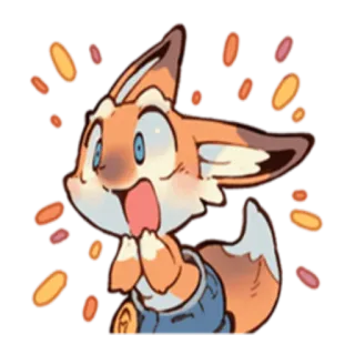 😲 vos, dier, schattig, cartoon, verrast, geschokt telegram sticker