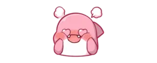 🦈 mignon, amour, yeux coeur, kawaii, rose, monstre telegram sticker